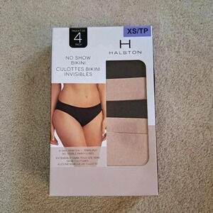 New! Halston 4 pack Bikini Underwear Black  Nude/Beige No Show XS Panties